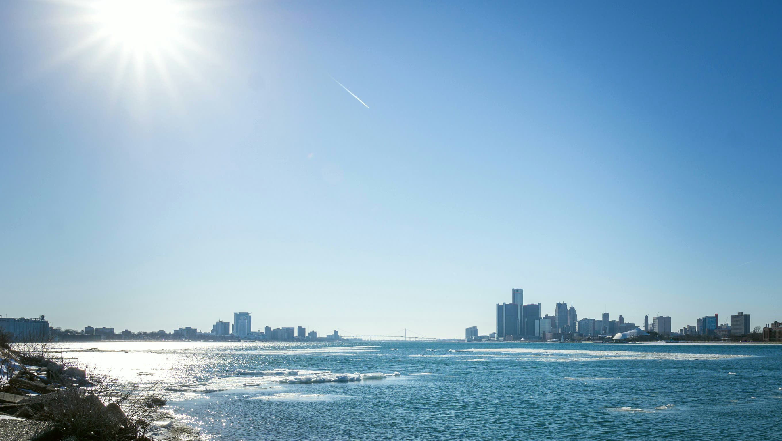 Detroit skyline at golden hour